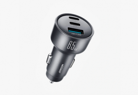 Automobilinis įkroviklis 12-24V 2xUSB C + USB 65W juodas Joyroom JR-CCN19
